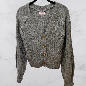 NWOT Pink Lily Grey Knit Button-Down Sweater Cardigan | S